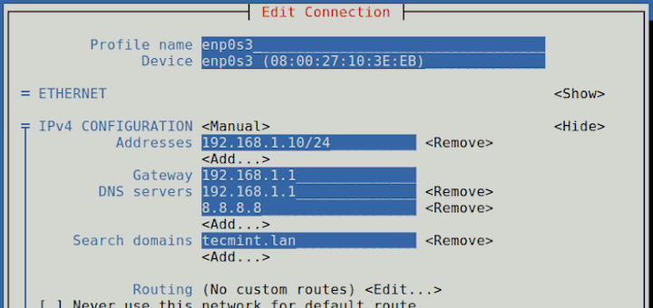 CentOSでネットワークインターフェイスを設定します7