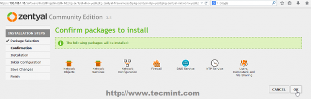 Confirm Zentyal Packages