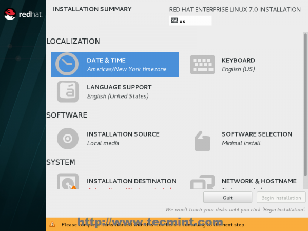 RHEL 7 Installation Summary