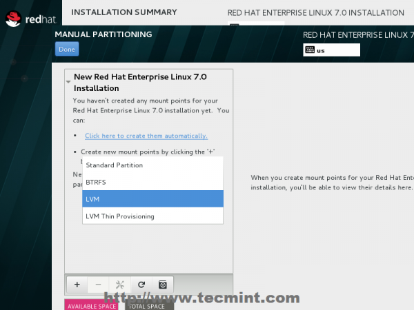 Select LVM Partition Scheme