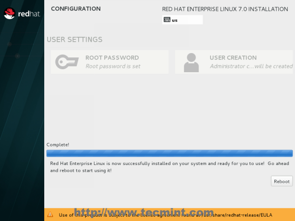 RHEL 7 Installation Complete