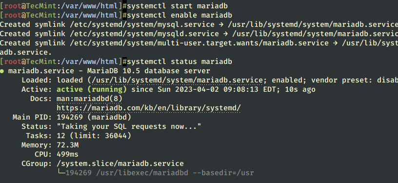Manage MariaDB Service
