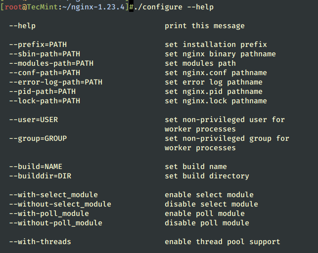 Nginx Compilation Configuration Options