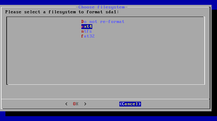 Select Partition Type