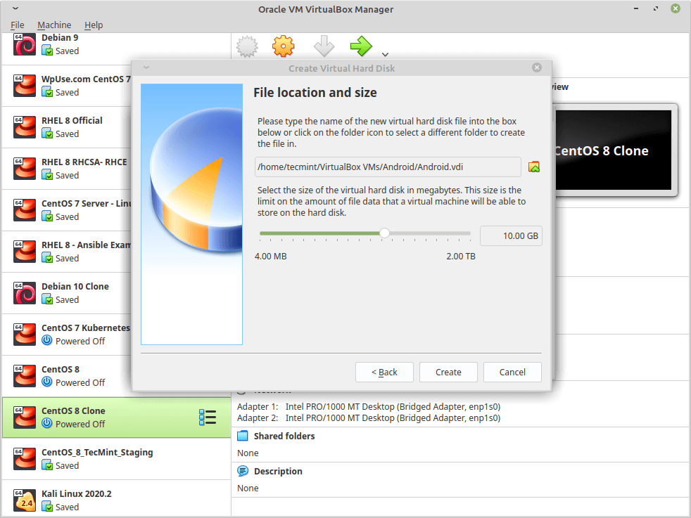 Set Storage Size for Virtual Machine