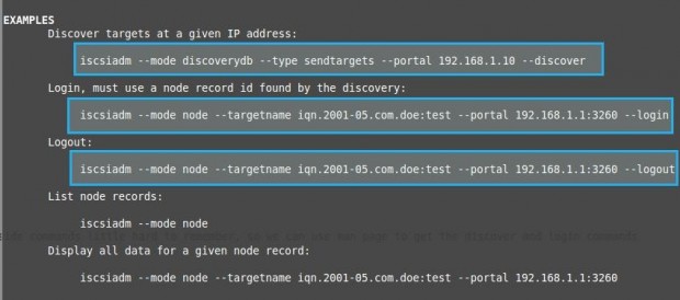 man iscsiadm