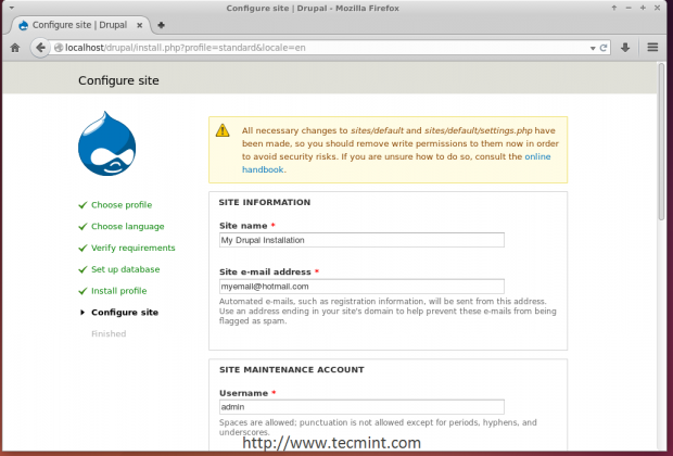 Configure Drupal Site