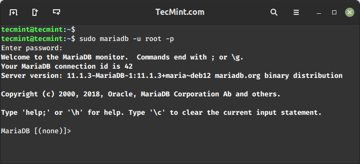 Connect to MariaDB