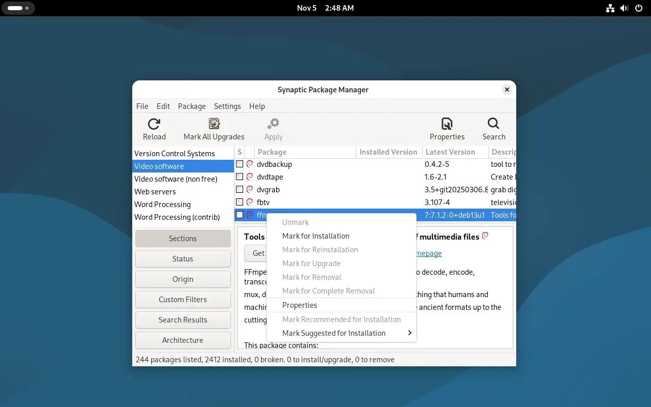Pakete mit Synaptic installieren