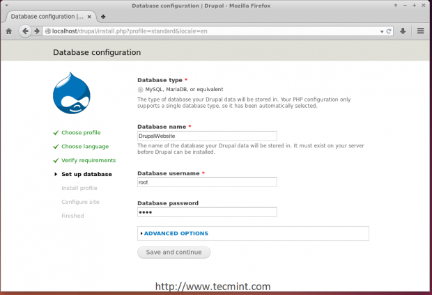 Setup Drupal Database