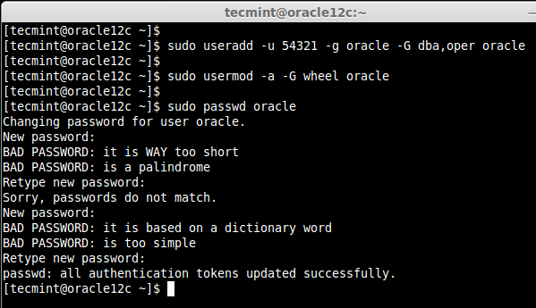 Create Oracle User