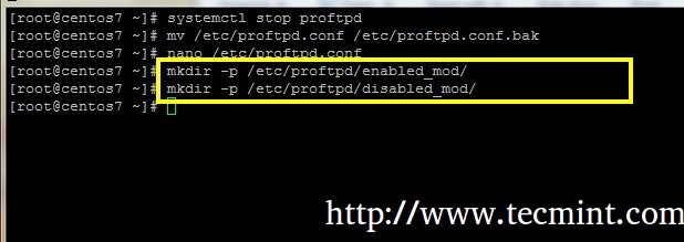 Crear directorios de módulos Proftpd