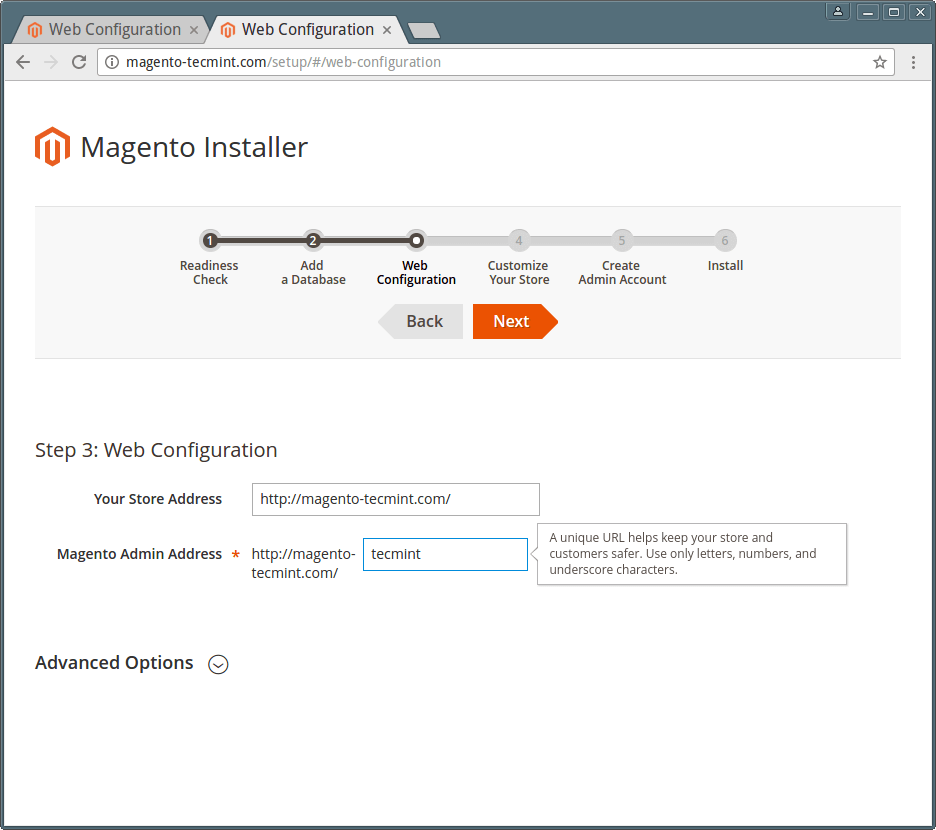 Magento Web Configuration