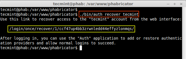 Recover Phabricator Admin Password