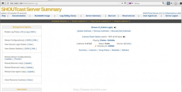 Shoutcast Server Settings
