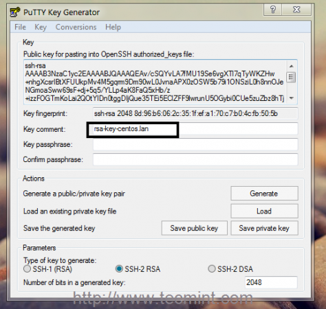 Add Key Comment in Putty