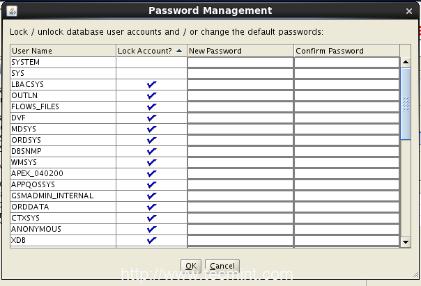 Passwords management. Database account.