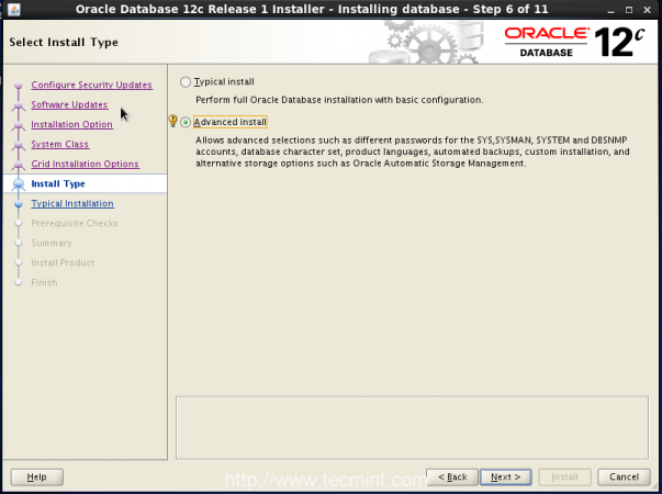 Select Oracle Advance Install