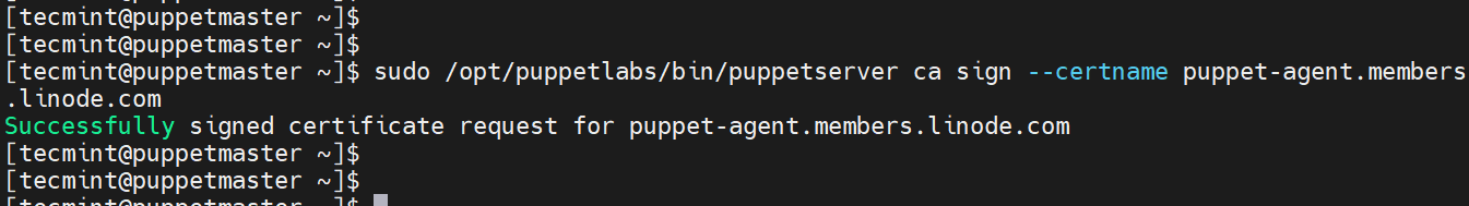 Sign Certificates on Puppet Server