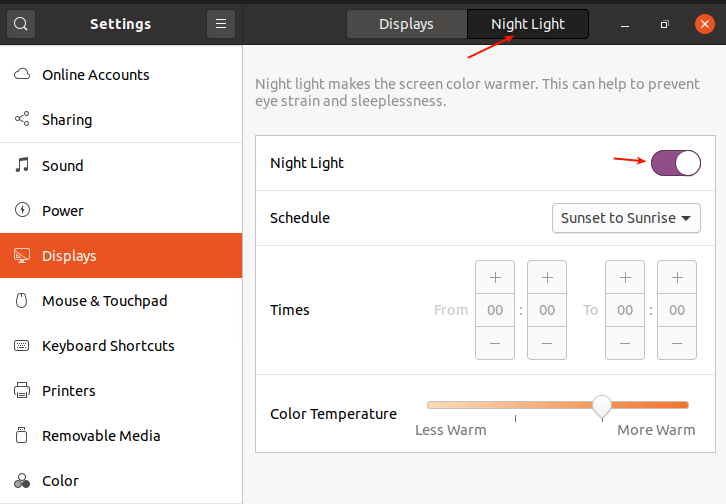 Enable Night Light