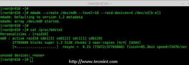 Create md raid Device