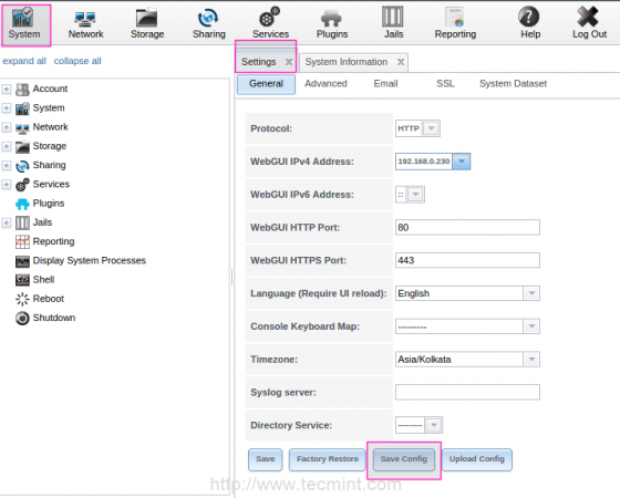 Save FreeNAS Configuration