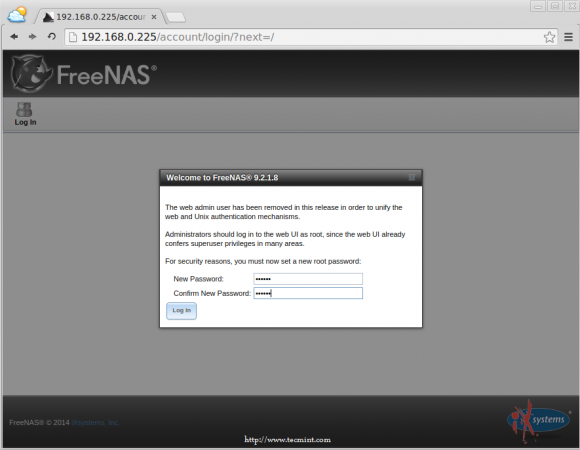 Set FreeNAS root Password