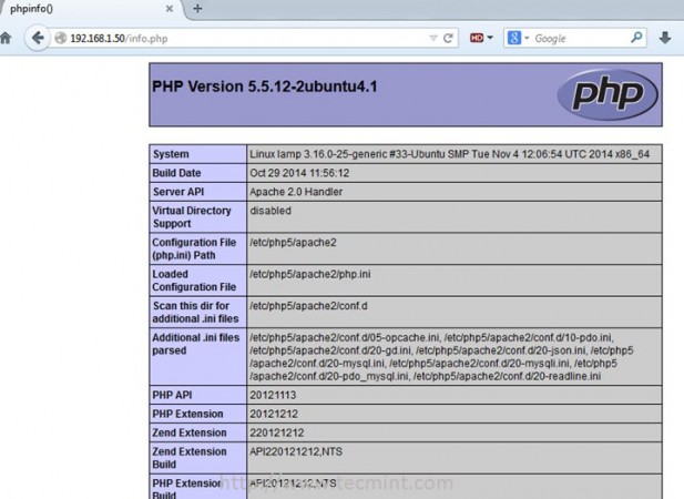 Check Webserver PHP Info