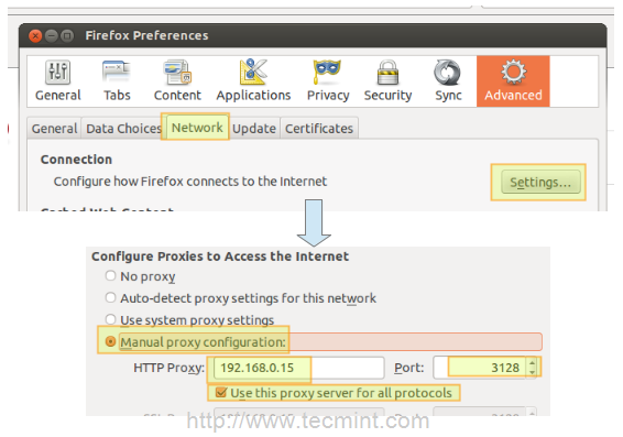 Configure Proxy in Firefox