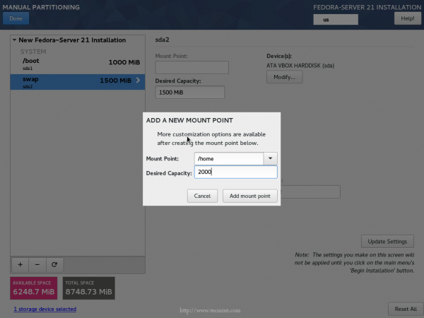 Create New Home Partition