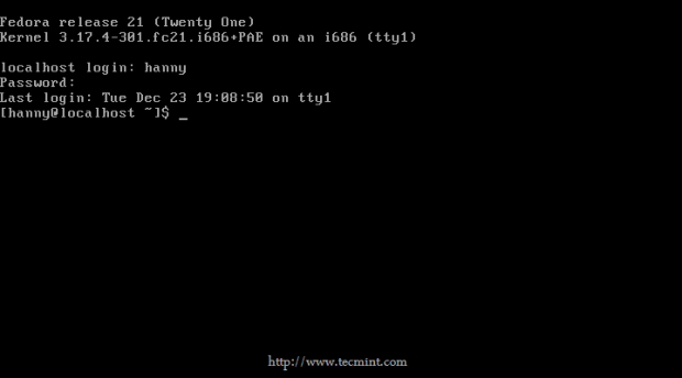 Fedora 21 Server Login