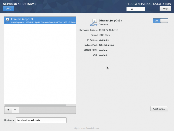 Fedora 21 Network Configuration
