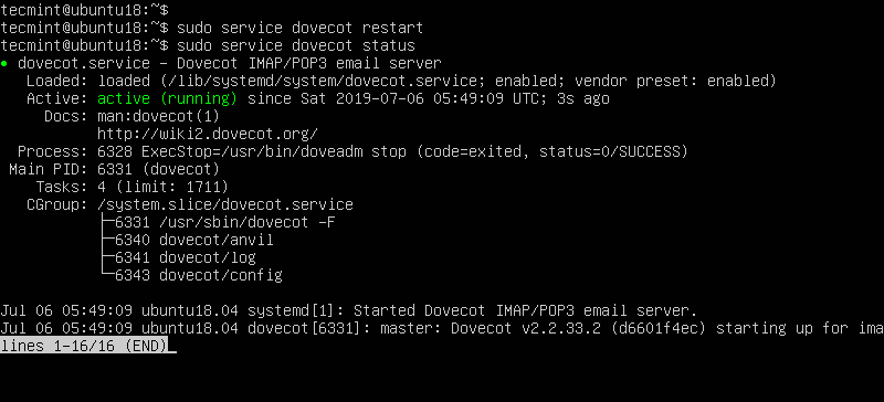 Start Dovecot in Ubuntu