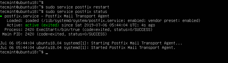 Start Postfix Mail Server in Ubuntu