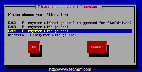 Select Filesystem Type
