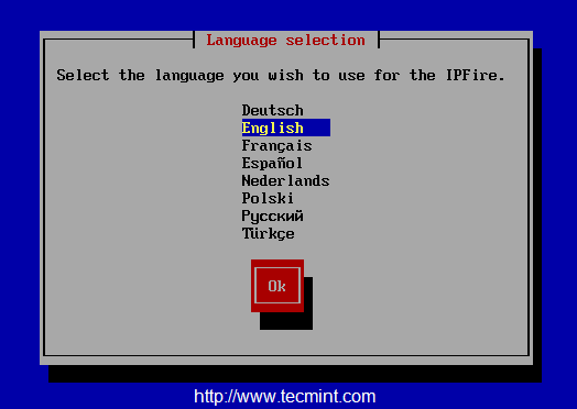 Select IPFire Language