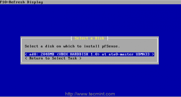 Select pfSense Install Disk