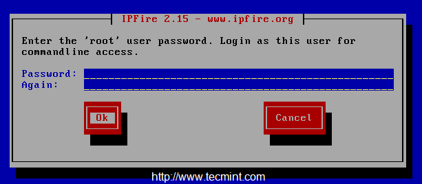 Set IPFire root Password