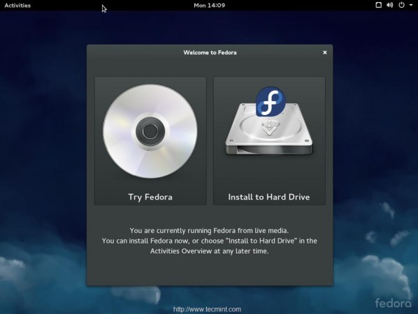  Choisissez l'installation de Fedora 21 