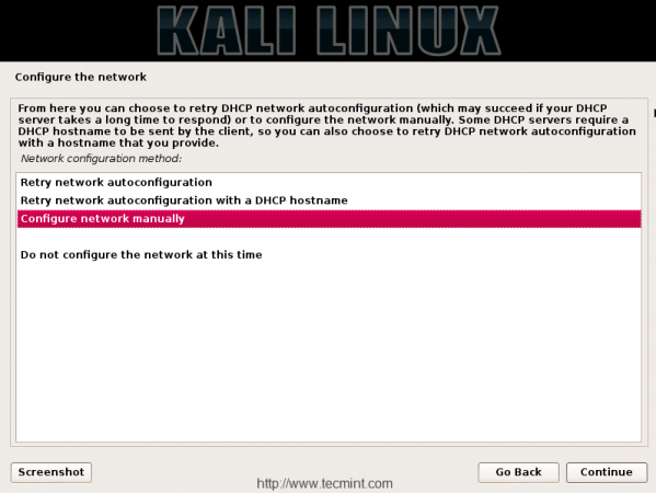 Configure Network Manually