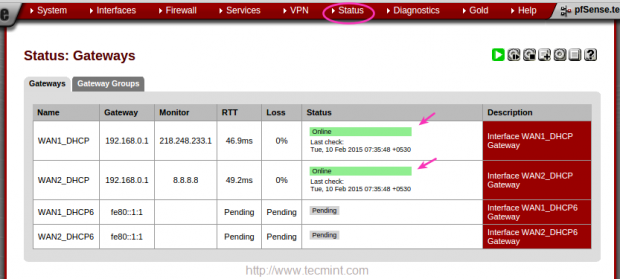 Confirm Gateway Status