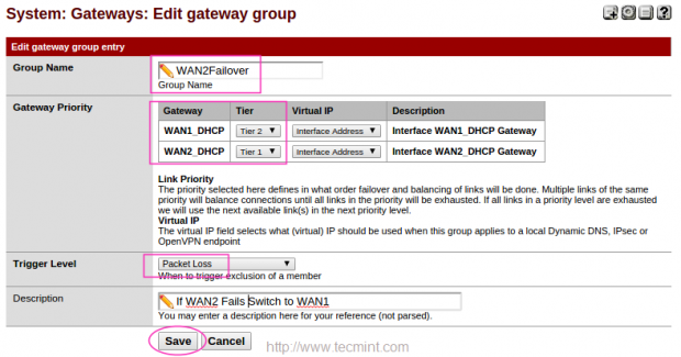 Create Failover WAN2 Group