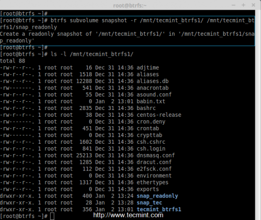 Create Readonly Btrfs Snapshots