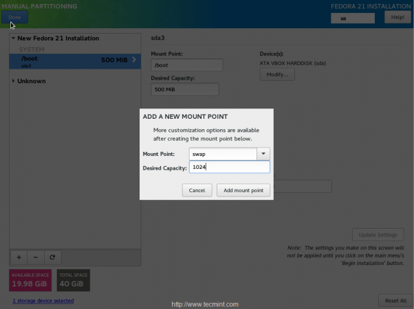 Opret Skift Partition