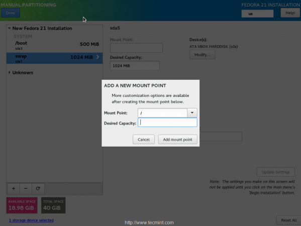 Create root Partition