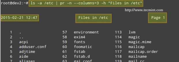 Linux pr Command Examples