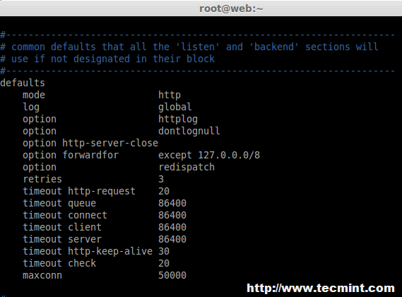 HAProxy Default Settings