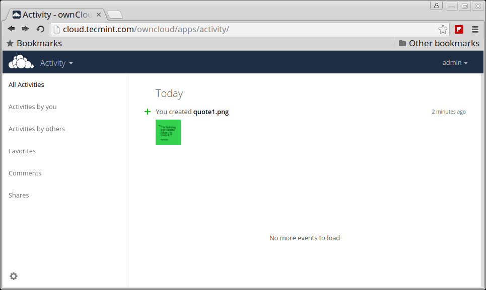 Owncloud Activity Log