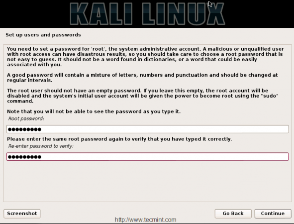 Set root Password for Kali Linux