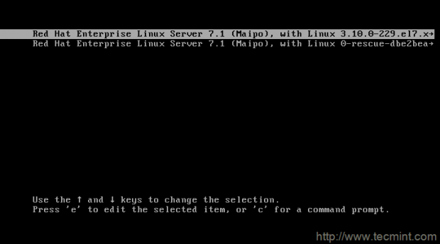 RHEL 7.1 Boot Screen